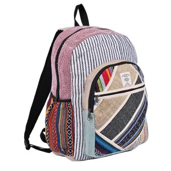 Hippie Boho Hemp Cotton Daypack Backpack Striped