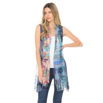Blue Abstract Vest [As Is] [CC2076-BU-S]