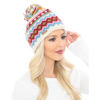 Patterned Beanie Hat [WHITE] [CH0095-W-ONE SIZE]