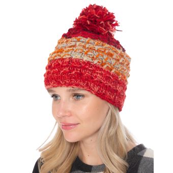 Cable Knitted Woolen Beanie Hat with Pom Pom [RED] [CHN2102-R-ONE SIZE]
