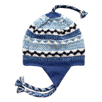 Tribal Pattern Ear Flap Woolen Hat [BLUE] [CHN2308-BU-ONE SIZE]