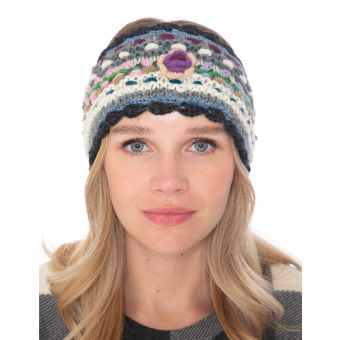 Floral Knitted Woolen Headband [BLACK] [HN2103-BL-ONE SIZE]