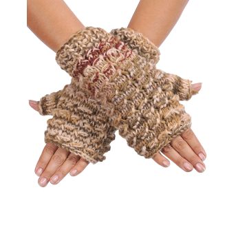 Cable Knit Woolen Handwarmer [BROWN] [HWN2105-BR-ONE SIZE]