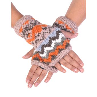 Tribal Knitted Woolen Handwarmer [BROWN] [HWN2302-BR-ONE SIZE]