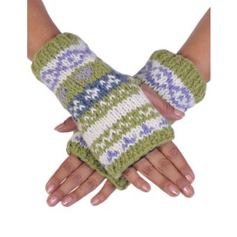 Tribal Knitted Woolen Handwarmer [GREEN] [HWN2302-G-ONE SIZE]