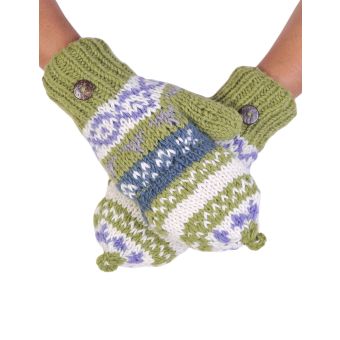 Tribal Pattern Woolen Hunter Gloves [GREEN] [HWN2303-G-ONE SIZE]