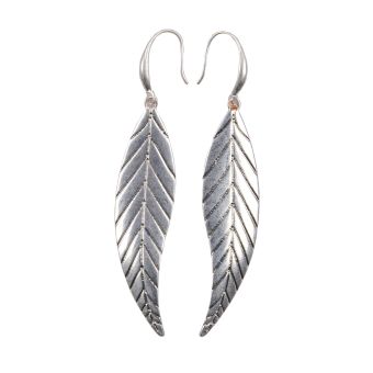 Feather Metal Earrings [As Is] [JER1990-SIL-ONE SIZE]