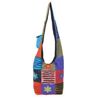 The Collection Royal Floral and Razor Multicolored Patch Cotton Hobo Bag