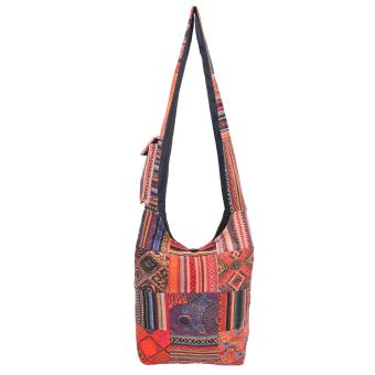 Patched Graphic Print Cotton Hippie Hobo Bag [MULTICOLORED] [LHBN2311-MU-ONE SIZE]