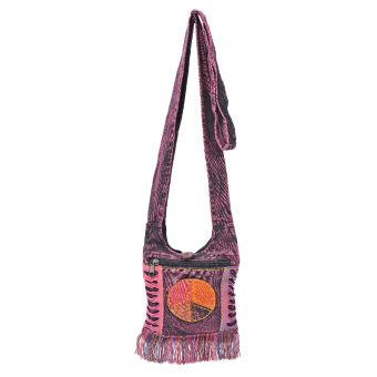The Collection Royal Peace Patched Cotton Mini Hobo Bag [MAROON] [MB00108-M-ONE SIZE]