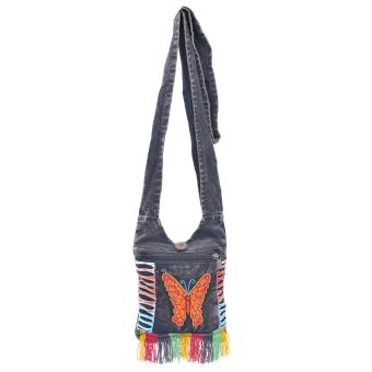 The Collection Royal Butterfly Embroidered Cotton Mini Hobo Bag