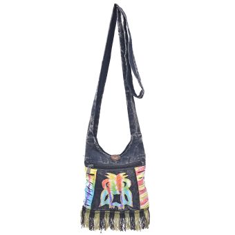 The Collection Royal Deep Dyed Owl Patched Mini Cotton Hobo Bag