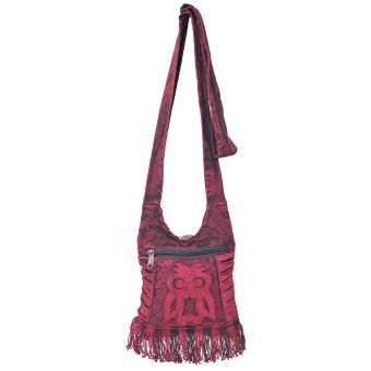 The Collection Royal Deep Dyed Owl Patched Mini Cotton Hobo Bag [MAROON] [MB0025-M-ONE SIZE]