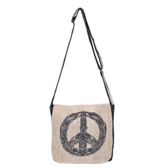 Graphic Hemp Cotton Messenger Bag Tribal Peace