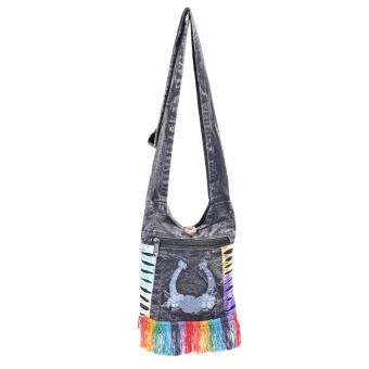 Horse Shoes Embroidery Mini Hobo Bag [BLACK] [MBN2305-BL-ONE SIZE]
