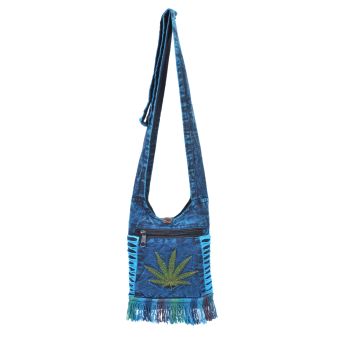 Cannabis Leaf Embroidery Mini Hobo Bag