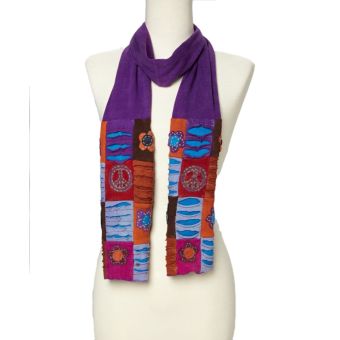 Cotton Scarf with Rip and Peace Patches *Reduced [PURPLE] [RSG-208-P-ONE SIZE]