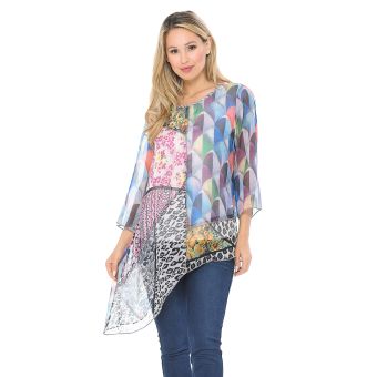 Sidetail Multicolor Patchwork Top [As Is] [TC2079-MU-S]
