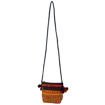 Hmong Mini Messenger Bag With Pom Pom